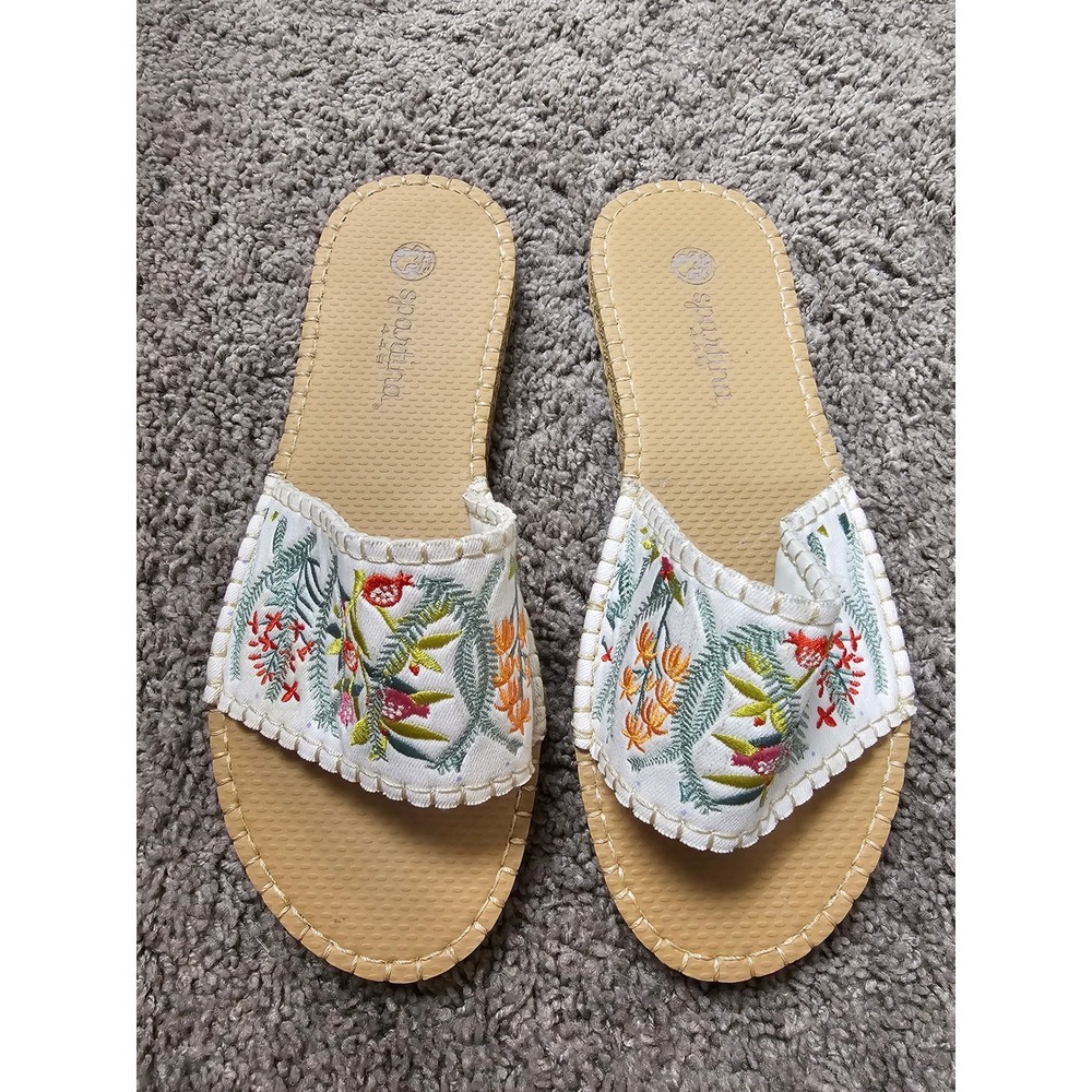 Spartina 449 Sea Star Beachwear Floral Embroidered Espadrille Slides White W12